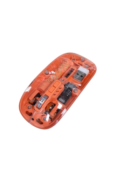 Bluetooth ve USB Destekli Kablosuz Şeffaf Mouse Sessiz Kullanım - Resim 4