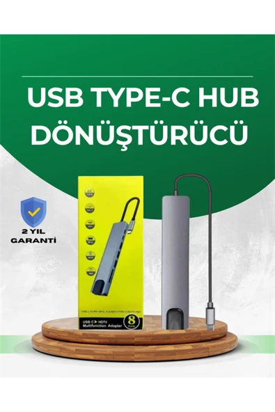 Type‑C Dönüştürücü – 2×USB3.0, SD/MS, 4K HDMI & RJ45 ile Profesyonel Kullanım ürün görseli 1