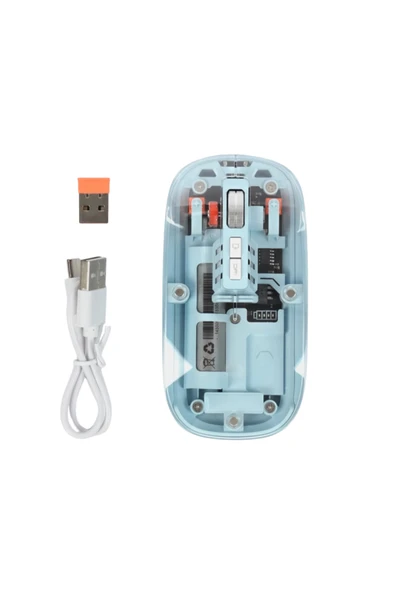 Mavi Kablosuz Mouse Bluetooth ve USB Çift Mod Bağlantılı - Resim 4