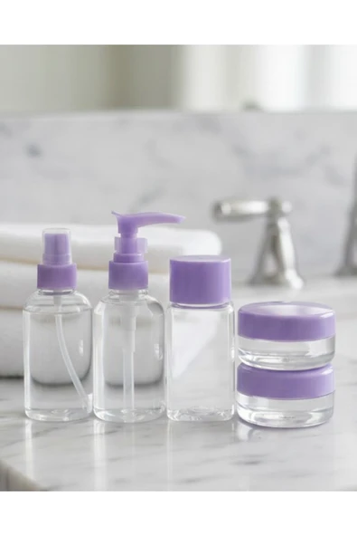 Seyahat İçin 5’li Şeffaf Kozmetik Şişe Seti 30 ml ürün görseli 1
