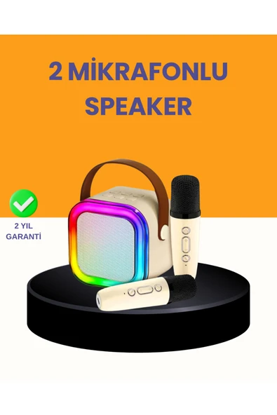 Çift Mikrofonlu Kompakt Karaoke Hoparlör – Uzun Pil Ömrü ürün görseli 1