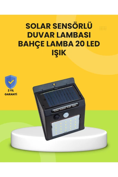 Güneş Paneli ile Şarj Olan 20 LED Dış Mekan Hareket Sensörlü Lamba ürün görseli 1