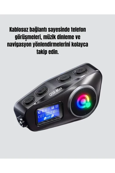 IP65 Suya Dayanıklı Kask Bluetooth Kulaklık LCD Ekranlı - Resim 3