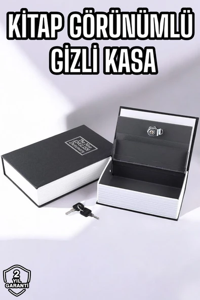 Büyük Boy Anahtarlı Kitap Görünümlü Gizli Kasa Çelik Kasa Altın Kasası ürün görseli 1