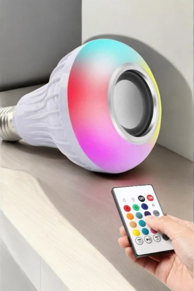 Kablosuz Bluetooth Hoparlör Led Lamba - Resim 5