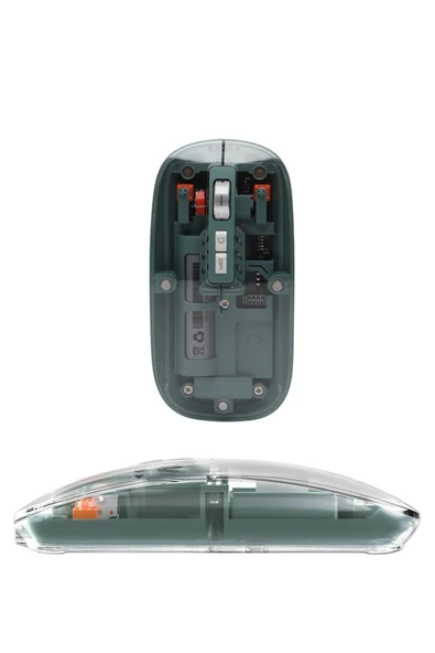 Bluetooth ve 2.4G USB Destekli Pilli Kablosuz Şeffaf Mouse - Resim 5