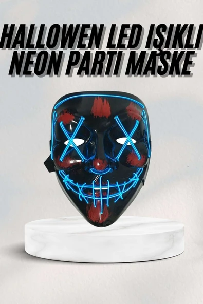 Led Işıklı Neon Maske Cadılar Bayramı Maskesi Korkunç Korku Maskesi ürün görseli 1