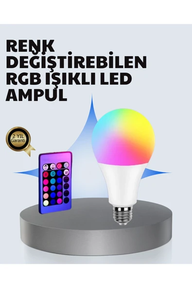 A Kalite 2025 RGB LED Ampul Uzaktan Kumandalı 16 Renkli Lamba ürün görseli 1