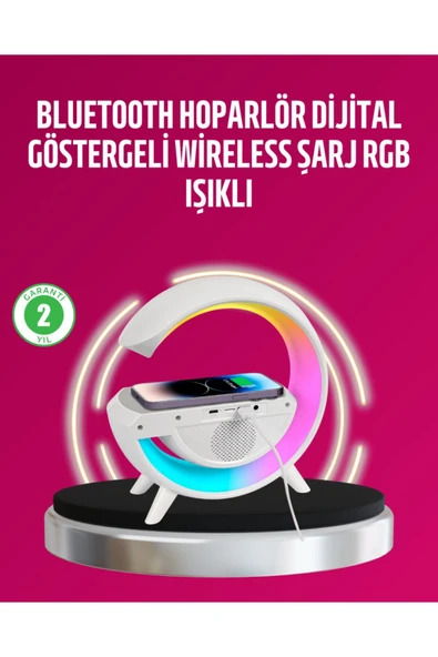 Kablosuz Şarjlı LED Masa Lambası Çalar Saat ve Beyaz Gürültü Özellikli ürün görseli 1
