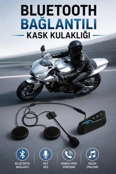 Kask Kulaklığı Motosiklet Intercom Interkom Dinleme Konuşma Özellikli Su Geçirmez ürün görseli 1