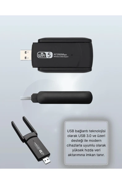 USB 3.0 Wireless Adaptör  2.4GHz  5GHz Destekli - Resim 5