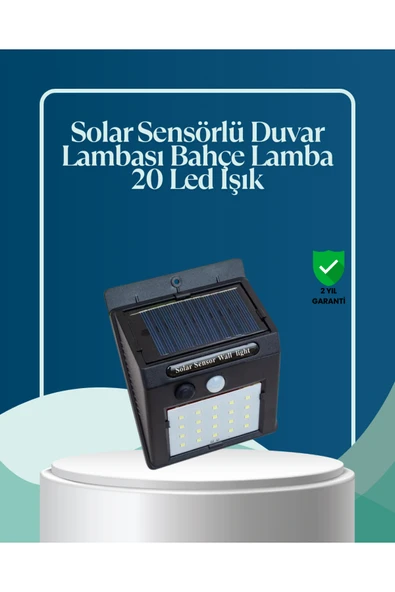 Sensörlü 20 LED Solar Duvar Lambası 3 Metre Algılama Mesafesi ürün görseli 1
