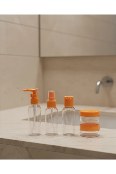 30 ml 5’li Seyahat Şişesi Seti Çantalı Kozmetik Organizer ürün görseli 1