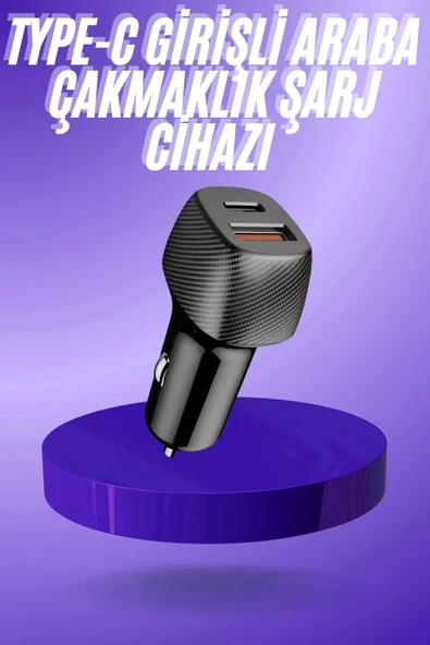 38W USB Type-C Girişli Oto Çakmaklık Araç İçi Hızlı Şarj Çakmaklık Şarj Aleti ürün görseli 1