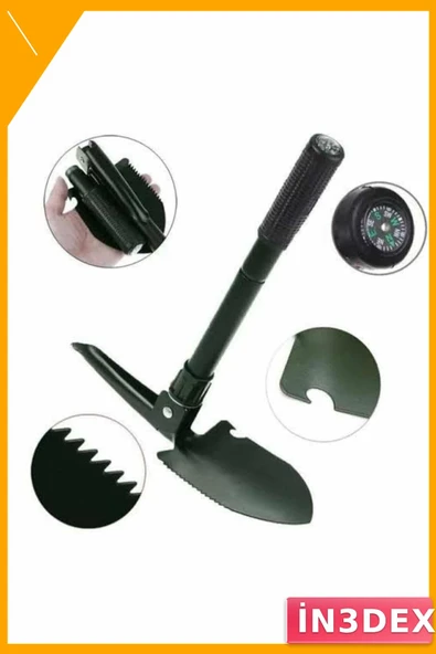 Pusulalı Katlanabilen Portatif Çantalı Mini Kazma Kürek Seti ürün görseli 1