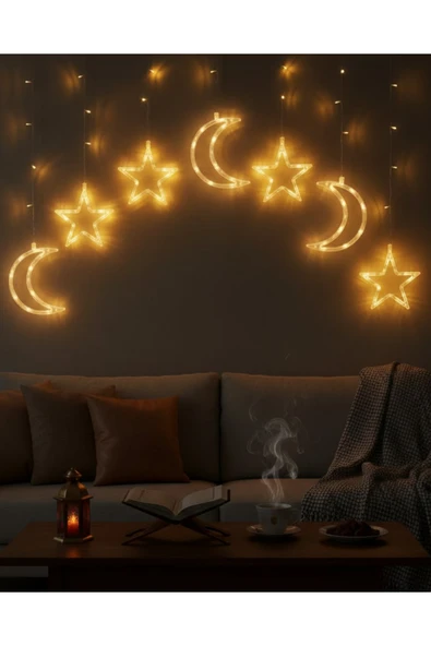 Büyük Ay Yıldız Ramazan Led Işık Dekoratif Işıklı Süs ürün görseli 1