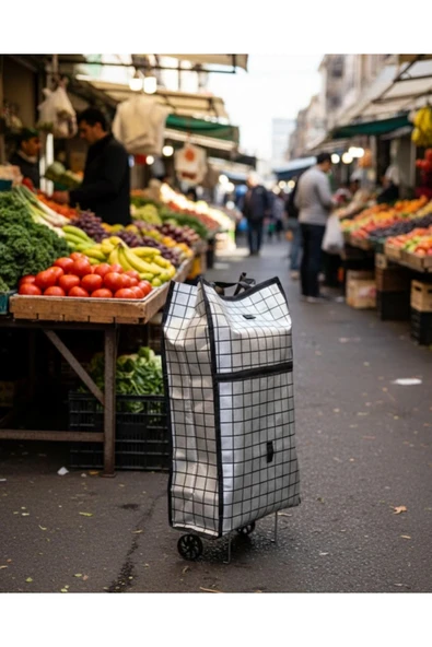 Ağır Yük Taşımaya Uygun Tekerlekli Market ve Pazar Çantası ürün görseli 1