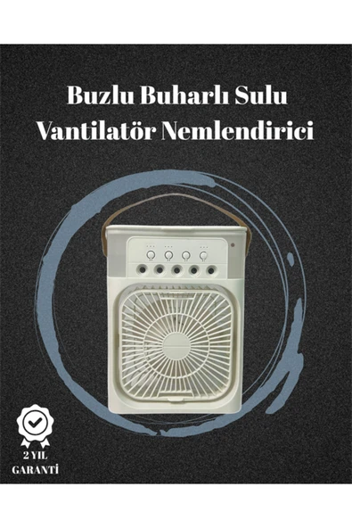 USB Bağlantılı 3'ü 1 Arada Nemlendirici Mini Klima Fan | 7 Renk Işıklı ürün görseli 1