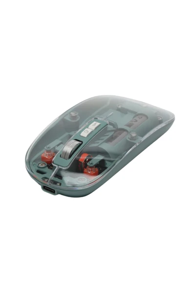 Bluetooth ve 2.4G USB Destekli Pilli Kablosuz Şeffaf Mouse - Resim 6