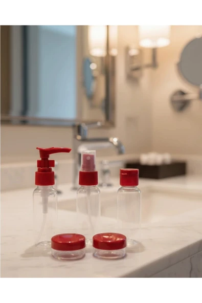 5’li Seyahat Boy Kozmetik Şişe Seti 30 ml Çantalı Organizer ürün görseli 1