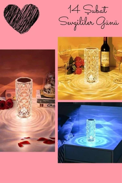 Sevgililer Gününe Özel Romantik Kristal Gece Lambası Sevgiliye Hediye ürün görseli 1