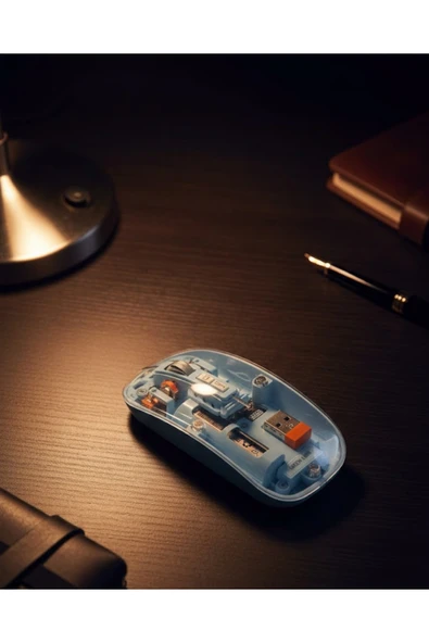 800 1600 DPI Ayarlanabilir Mavi Kablosuz Mouse Pilli ürün görseli 1