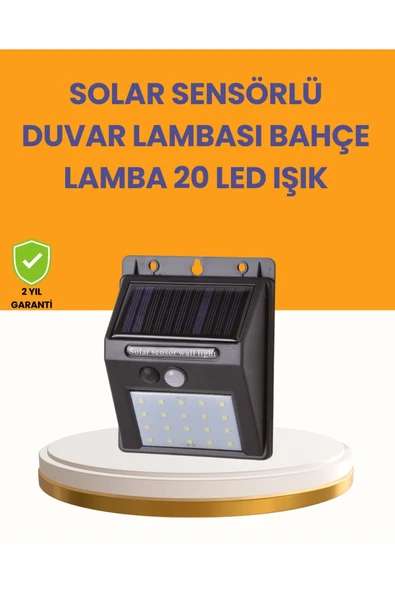 20 Led Güneş Enerjili Hareket Sensörlü Dış Mekan Duvar Lambası ürün görseli 1