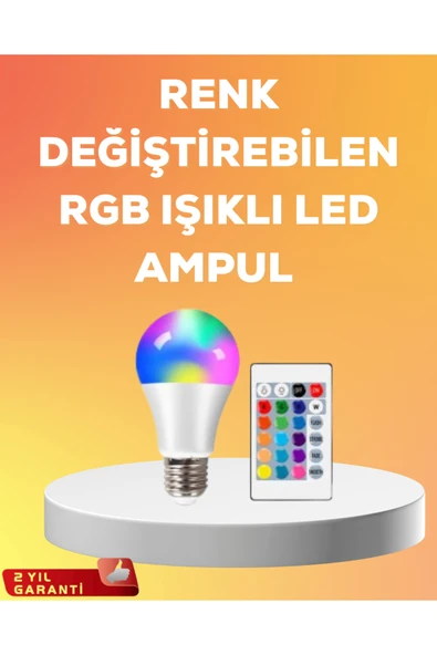 RGB Uzaktan Kumandalı LED Ampul 16 Renk A Kalite 2025 Model Orijinal ürün görseli 1
