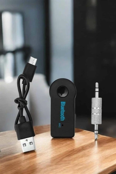 Kablosuz Bluetooth Aux Araç Kiti Siyah Hafıza Kartlı ürün görseli 1