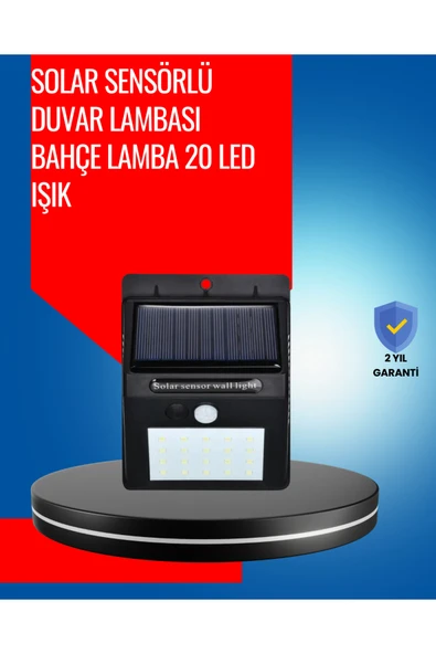 Solar Enerjiyle Çalışan IP65 Su Geçirmez 20 LED Duvar Lambası ürün görseli 1