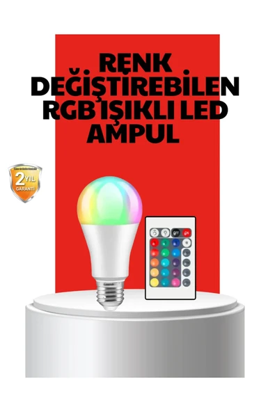 RGB Uzaktan Kumandalı LED Ampul 16 Renkli A Kalite Orijinal ürün görseli 1