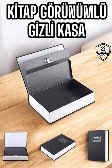 Gizli Kasa İngilizce Sözlüğü Kitap Görünümlü Anahtarlı Gizli Mini Çelik Kasa Kilitli ürün görseli 1