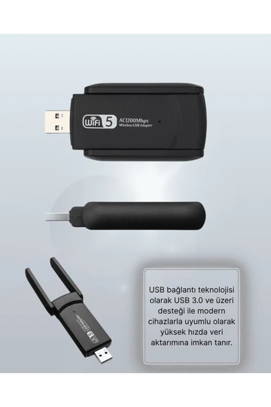 USB WiFi Adaptör – 1200 Mbps Hız - Resim 5
