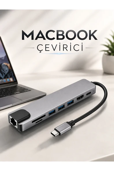 Çevirici Dönüştürücü Adaptör Macbook 3 In 1 Type-C To Hdmı USB 3.0 ürün görseli 1