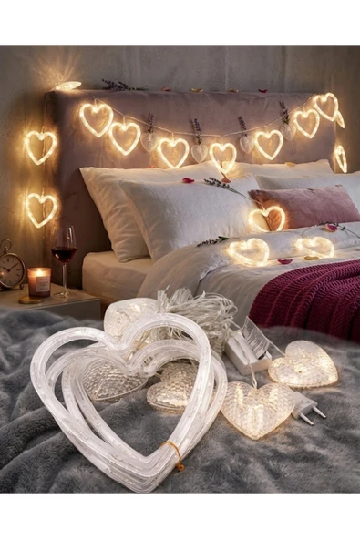 Kalp Şeklinde LED Neon Işık Dekoratif Romantik Oda ve Duvar Lambası ürün görseli 1