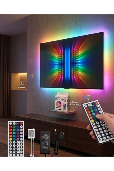 RGB LED Strip 5 Metre Kumandalı 5050 Şerit Led Dekorasyon Işığı ürün görseli 1