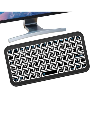 Kompakt Siyah RGB Işıklı Bluetooth Mini Klavye - Resim 5