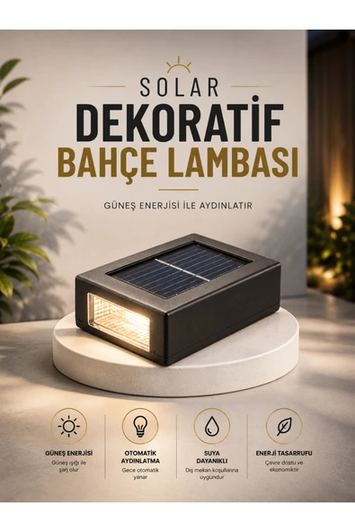 Dekoratif Duvar Lambası Solar Güneş Enerjili Bahçe Aydınlatması ürün görseli 1