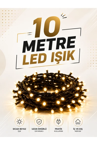 10 Metre LED Işıklı Dekoratif Parti ve Kutlama Aydınlatması ürün görseli 1