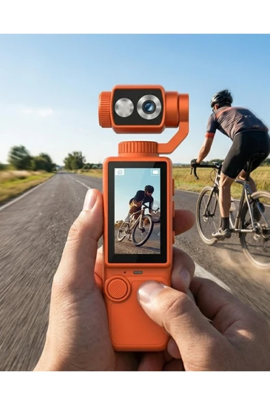 4K Video Çekim Özellikli Gimbal Kamera 180 Derece Dönebilen Lens Stabil Çekim ürün görseli 1