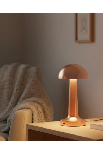 Bronz Dokunmatik Masa Lambası 3 Renk LED Şarjlı Kablosuz USB Çıkışlı ürün görseli 1