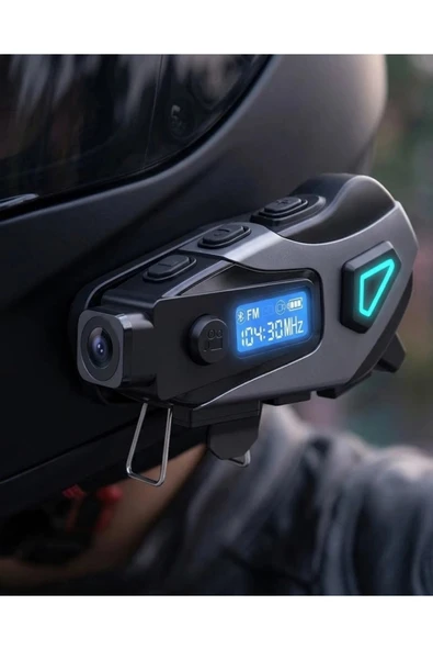 Kask İçi Bluetooth Kulaklık Kamera ve Fener Özellikli Su Geçirmez Dayanıklı Tasarım ürün görseli 1