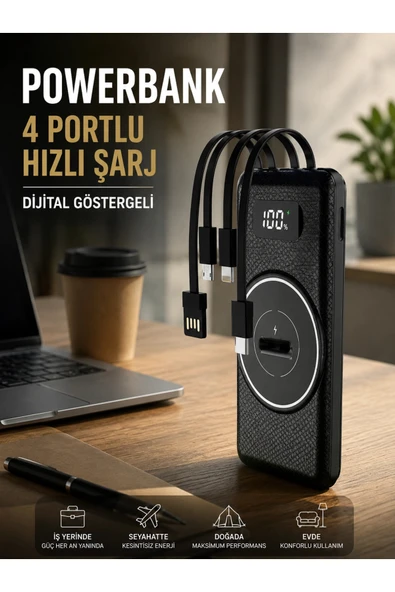 Hızlı Şarj Dijital Göstergeli Powerbankli Çoklu Şarj Özelliği ürün görseli 1