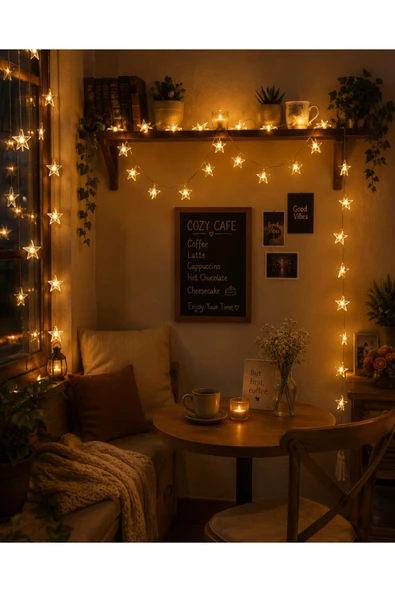 20 LED Yıldız Işık Zinciri Günışığı Beyaz Dekoratif Süs Lambası ürün görseli 1