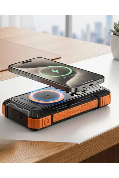 20000 Mah Powerbank Güneş Enerjili Kablosuz Şarj Hızlı Şarj Taşınabilir Batarya (kopya) ürün görseli 1