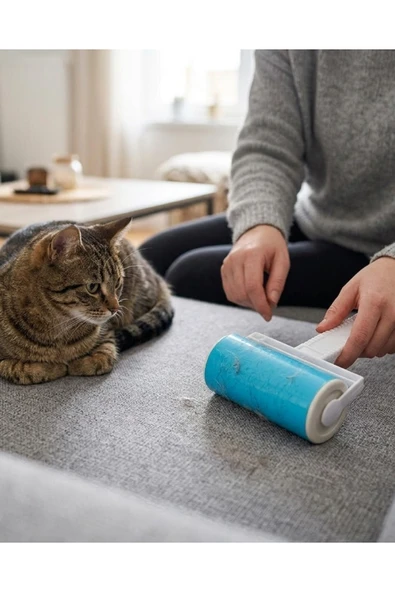 Yıkanabilir Pet Tüy Toplama Aparatı Kıyafet Koltuk Araba İçi Temizlik Rulosu ürün görseli 1