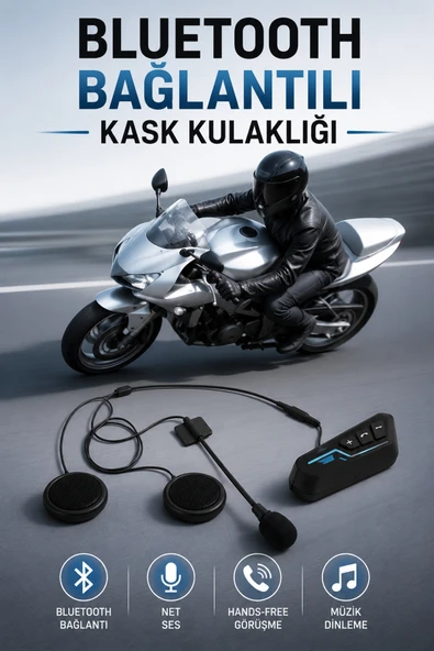 Kask Kulaklığı Motosiklet Intercom Interkom Dinleme Konuşma Özellikli Su Geçirmez ürün görseli 1