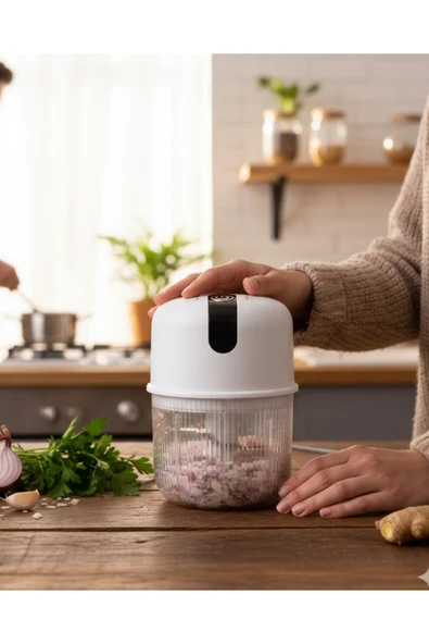 USB Şarjlı Mini Rondo Sarımsak Soğan Zencefil - ürün görseli 1