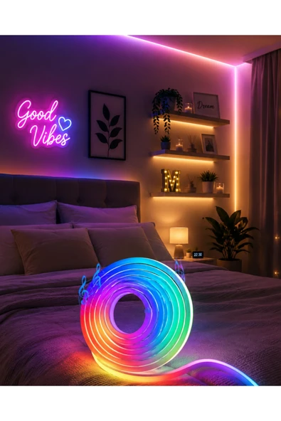 USB Girişli RGB Neon Şerit Led TV Oda Masa Dekor Işığı ürün görseli 1