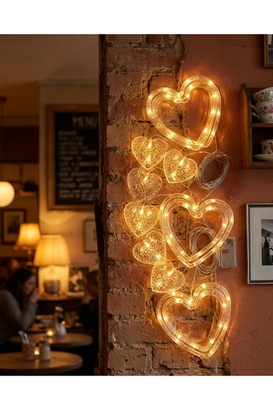 Dekoratif Kalp LED Neon Lamba Romantik Oda Balkon ve Masa Üstü Işığı ürün görseli 1